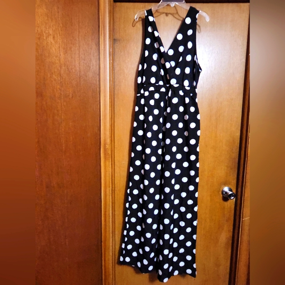 Lkous spaghetti strap sleeveless polka dot jumpsuits pants romper